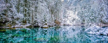 Lake Blausee in Switzerland during winter