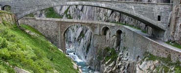 Old and New Devil's Bridge in Andermatt, Switzerland